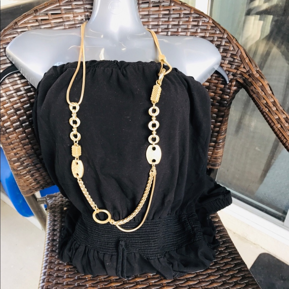 CHICO'S GOLD TONE DOUBLE STRAND NECKLACE